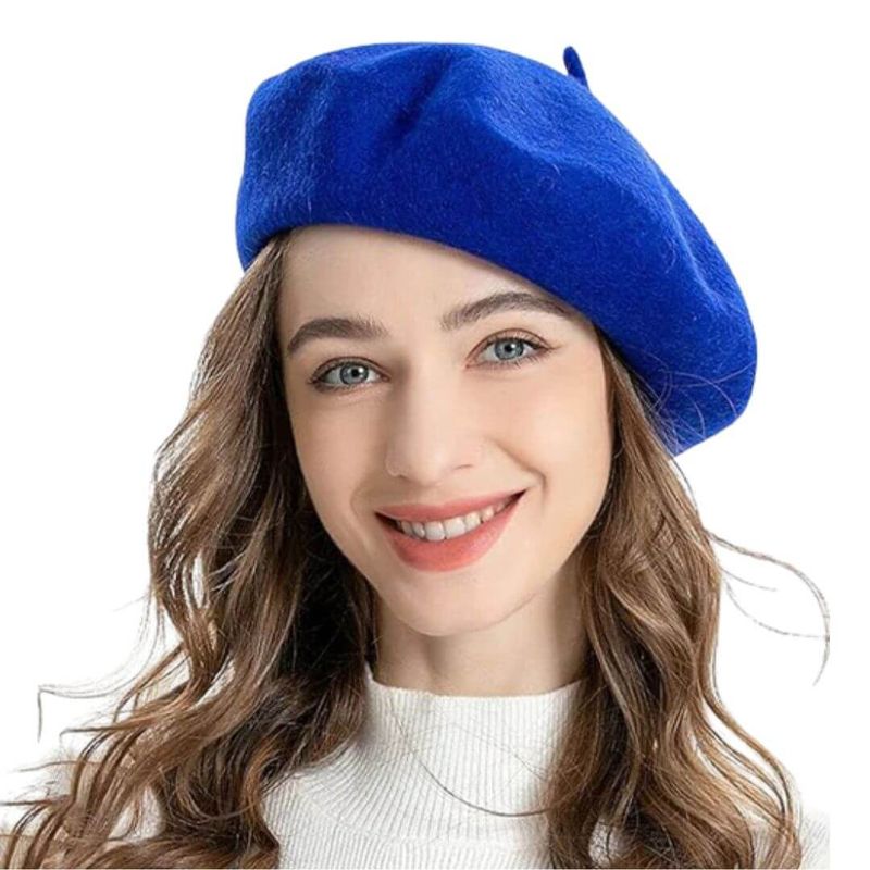 GENERICO - Boina Francesa Lana Cashmere Unisex Color Azul
