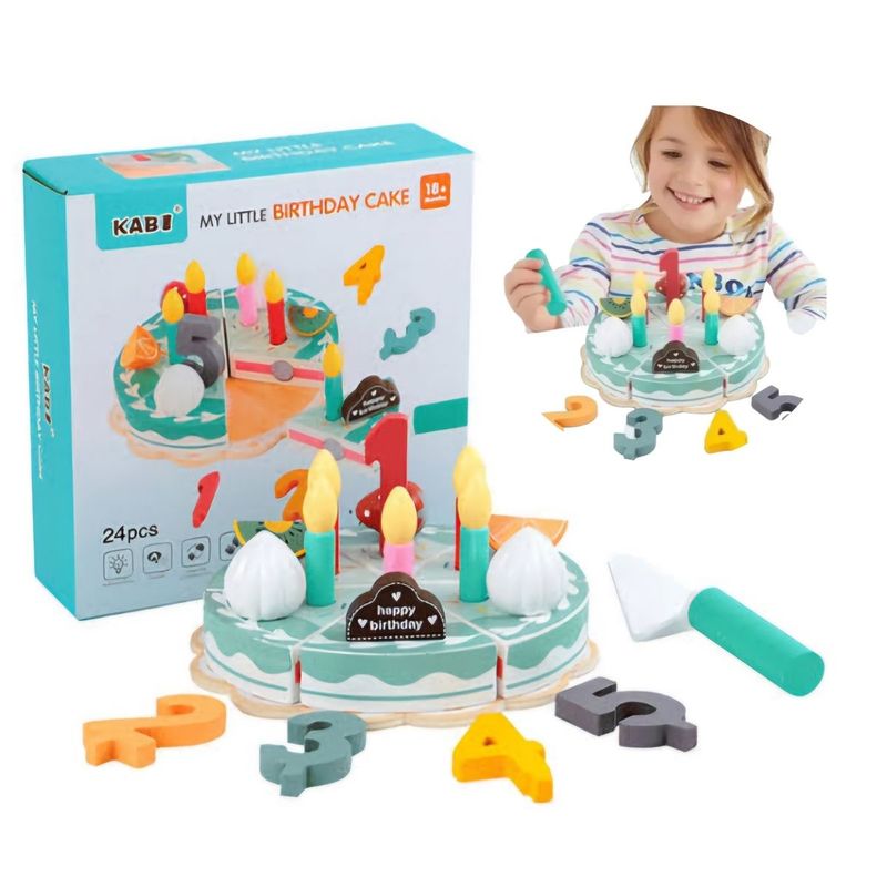 GENERICO - Juguete Torta De Cumpleaños Didactica 24 Piezas 100% Madera