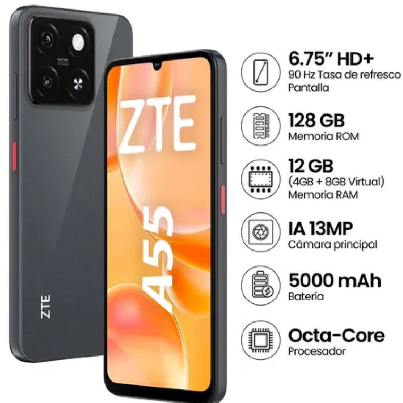 ZTE - Celular ZTE A55 128GB 4GB RAM Pantalla 675 HD