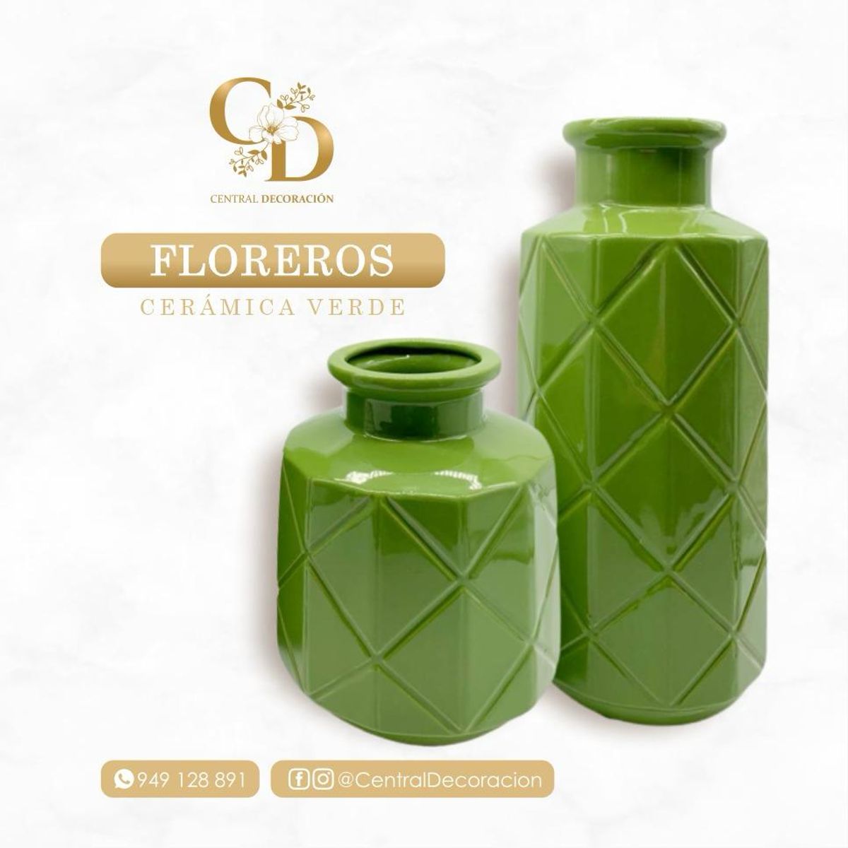 CONCEPT - SET FLOREROS VERDES CERAMICA