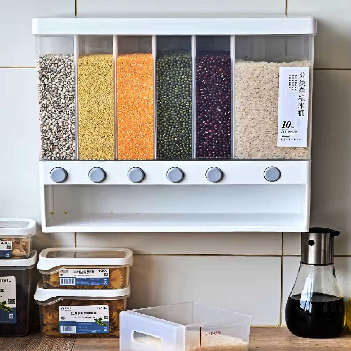 GENERICO - Dispensador de Encimera para Granos y Arroz Multifuncional