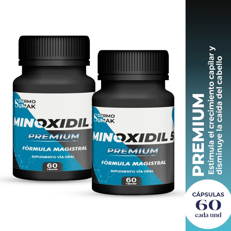 GENERICO - 2 MINOXIDIL 5MG PREMIUN 60 CÁPSULAS - DERMOSUMAK