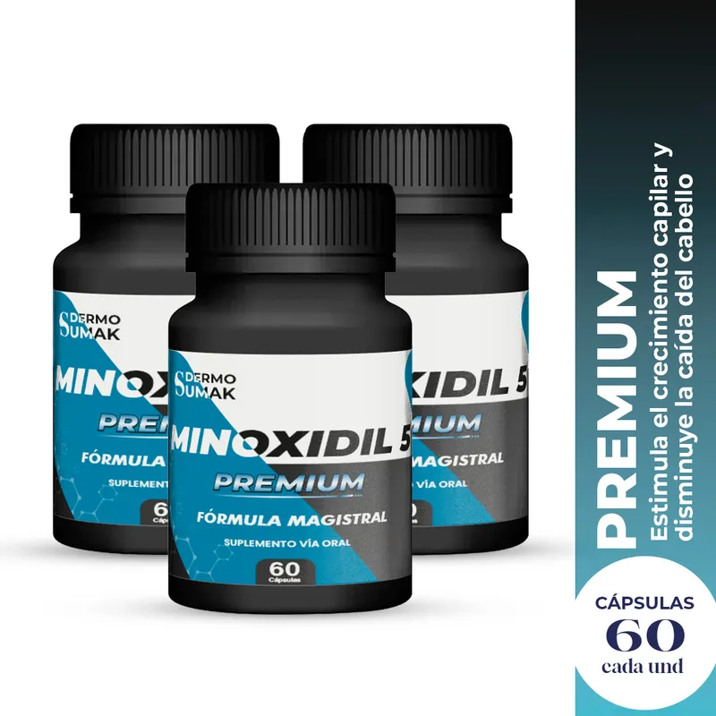 GENERICO - 3 MINOXIDIL 5MG PREMIUN 60 CÁPSULAS - DERMOSUMAK
