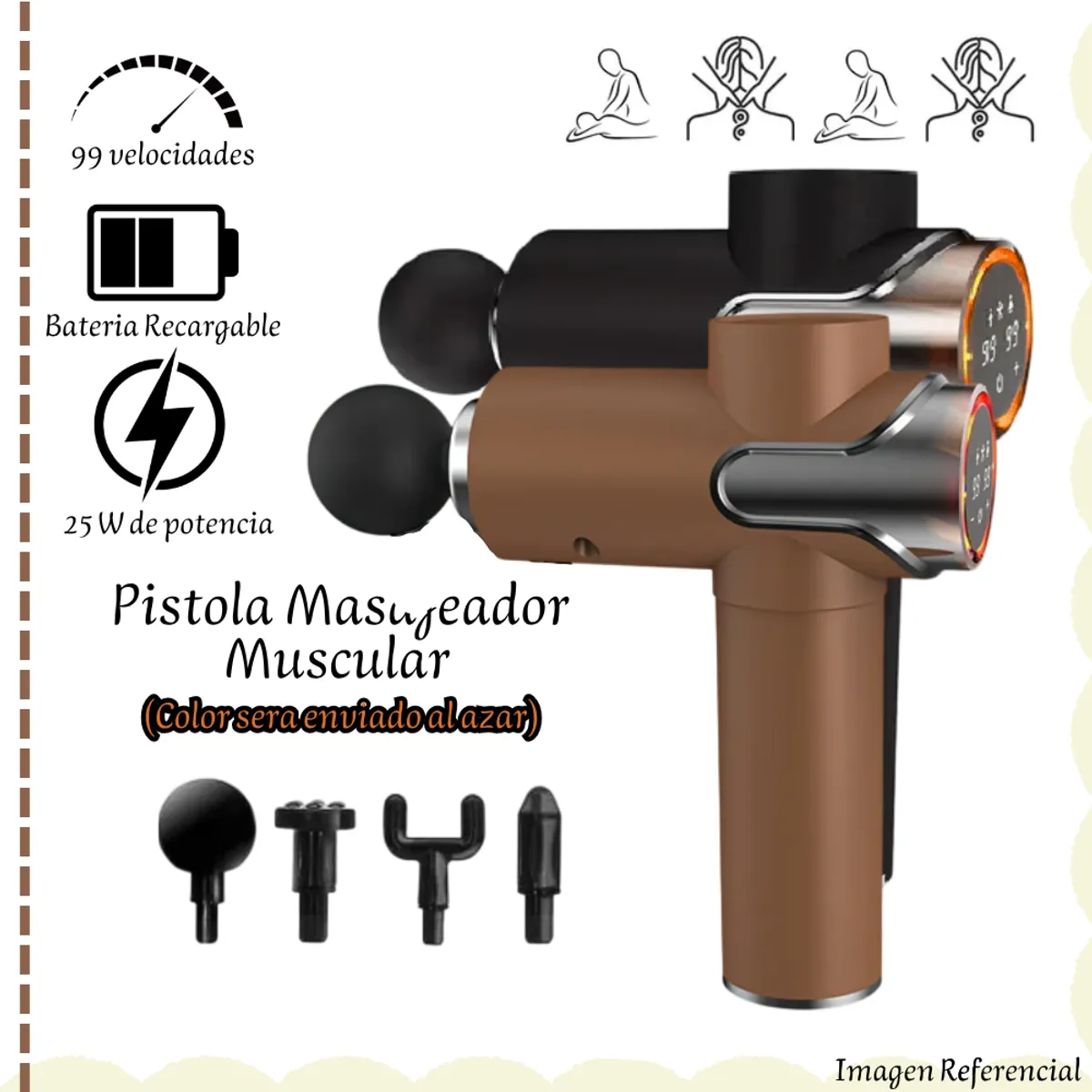 GENERICO - Massage Gun / Pistola Masajeadora con 99 velocidades