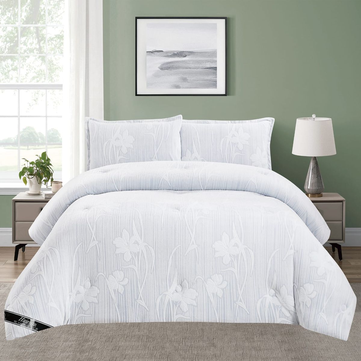 GENERICO - EDREDON INVIERNO HAIRIFON 2 PLAZAS - LABRADO 3D CELESTE