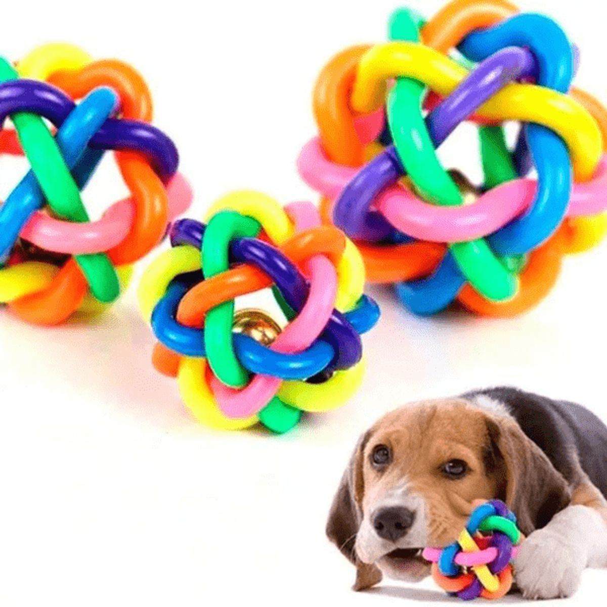 GENERICO - JUGUETE TEJIDO CON CASCABEL PARA MASCOTAS (PELOTA) - 10 cm