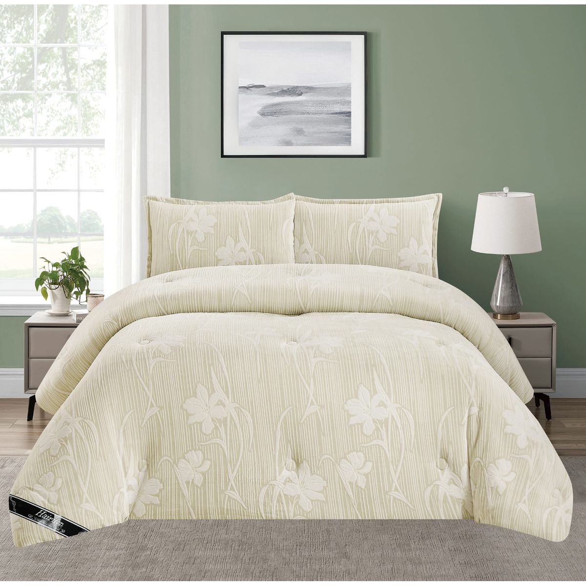 GENERICO - EDREDON INVIERNO HAIRIFON 2 PLAZAS - LABRADO 3D VERDE