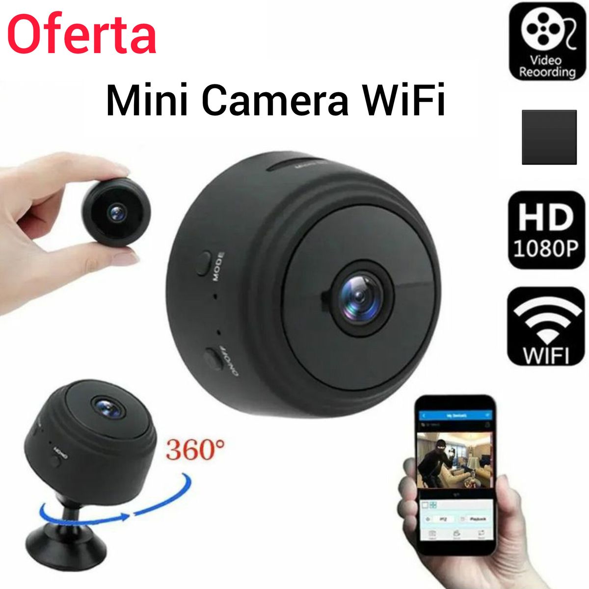 MINI CAMARA ESPIA WiFi HD 1080P GRABA NIÑERA, marca OEM - Foto Principal