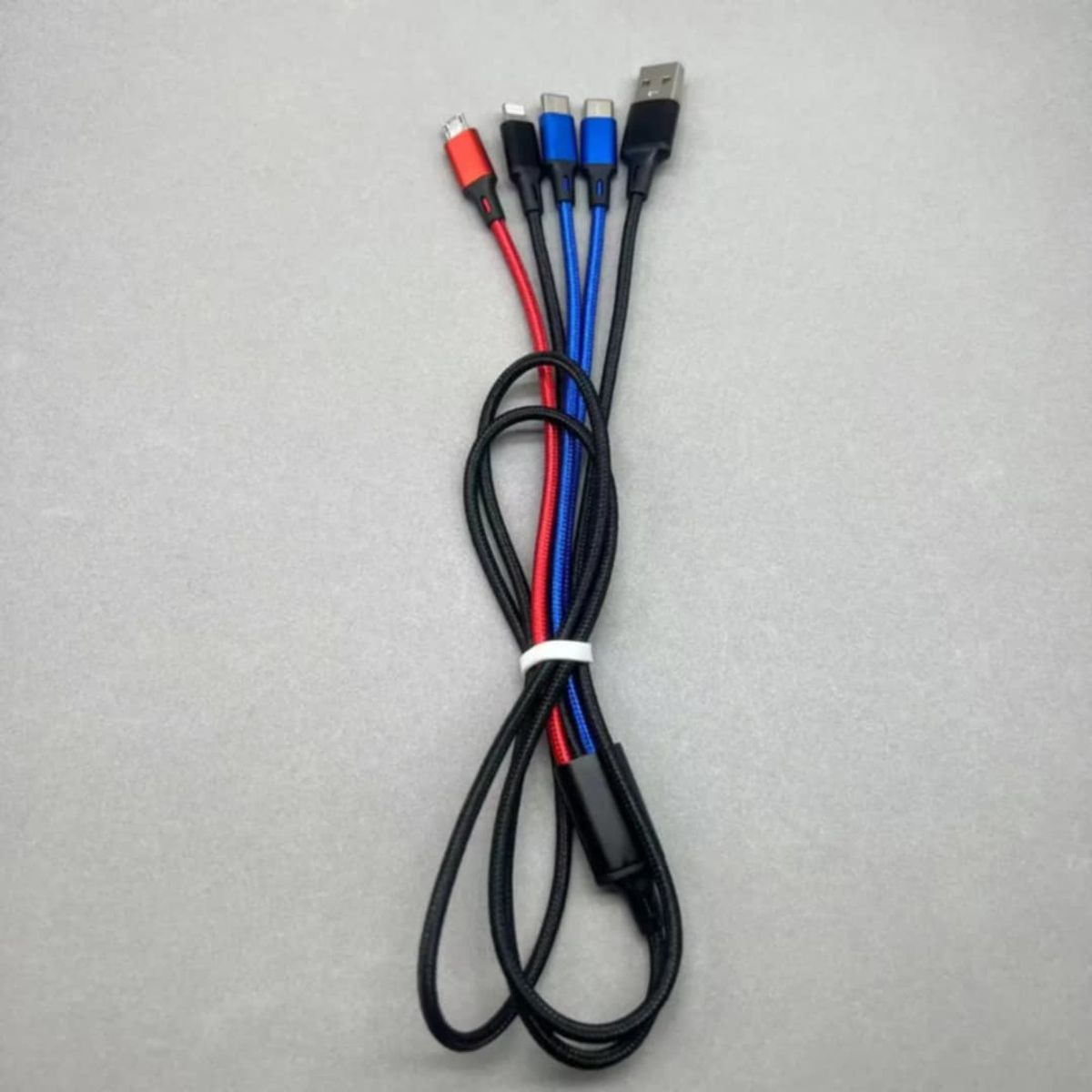 SMART - CABLE 4 EN 1 NEGRO DE NYLON CARGA RAPIDA PARA TODOS LOS MOVILES