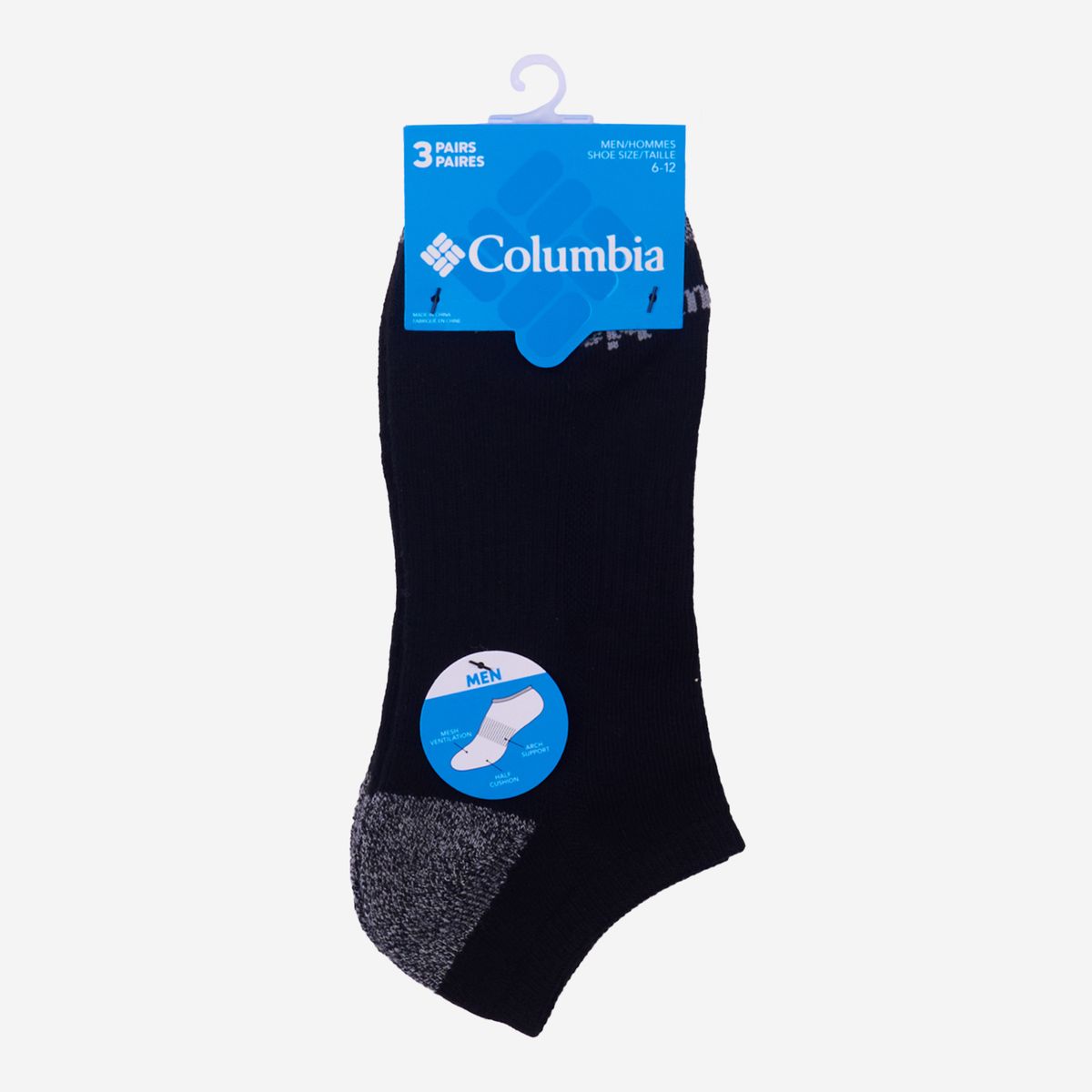 COLUMBIA - Medias Columbia Hombre Half Cushion No Show Negras COLUMBIA