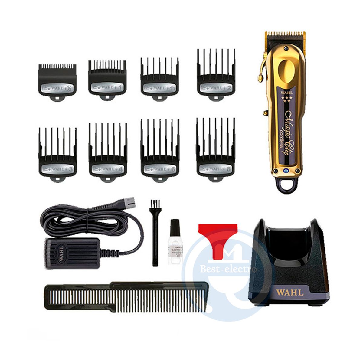 WAHL - Cortadora de Cabello Magic Clip Gold 08148-708 y Kit Barbero