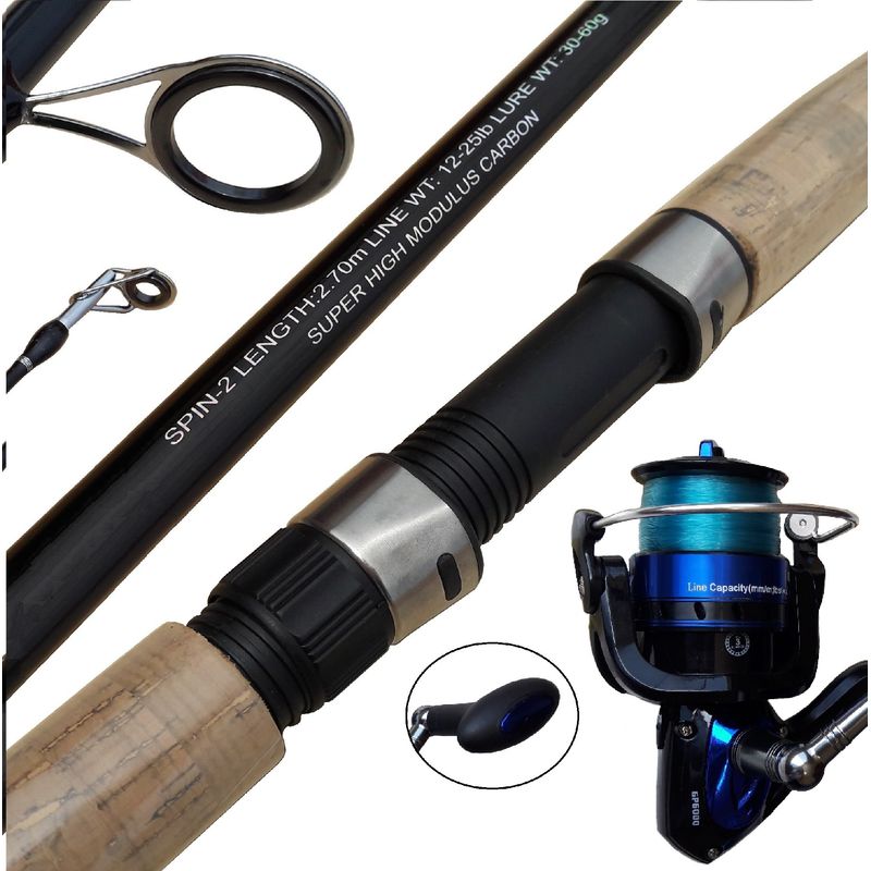 GENERICO - Equipo de Pesca con Caña 2.70m Carbono Carrete 6000