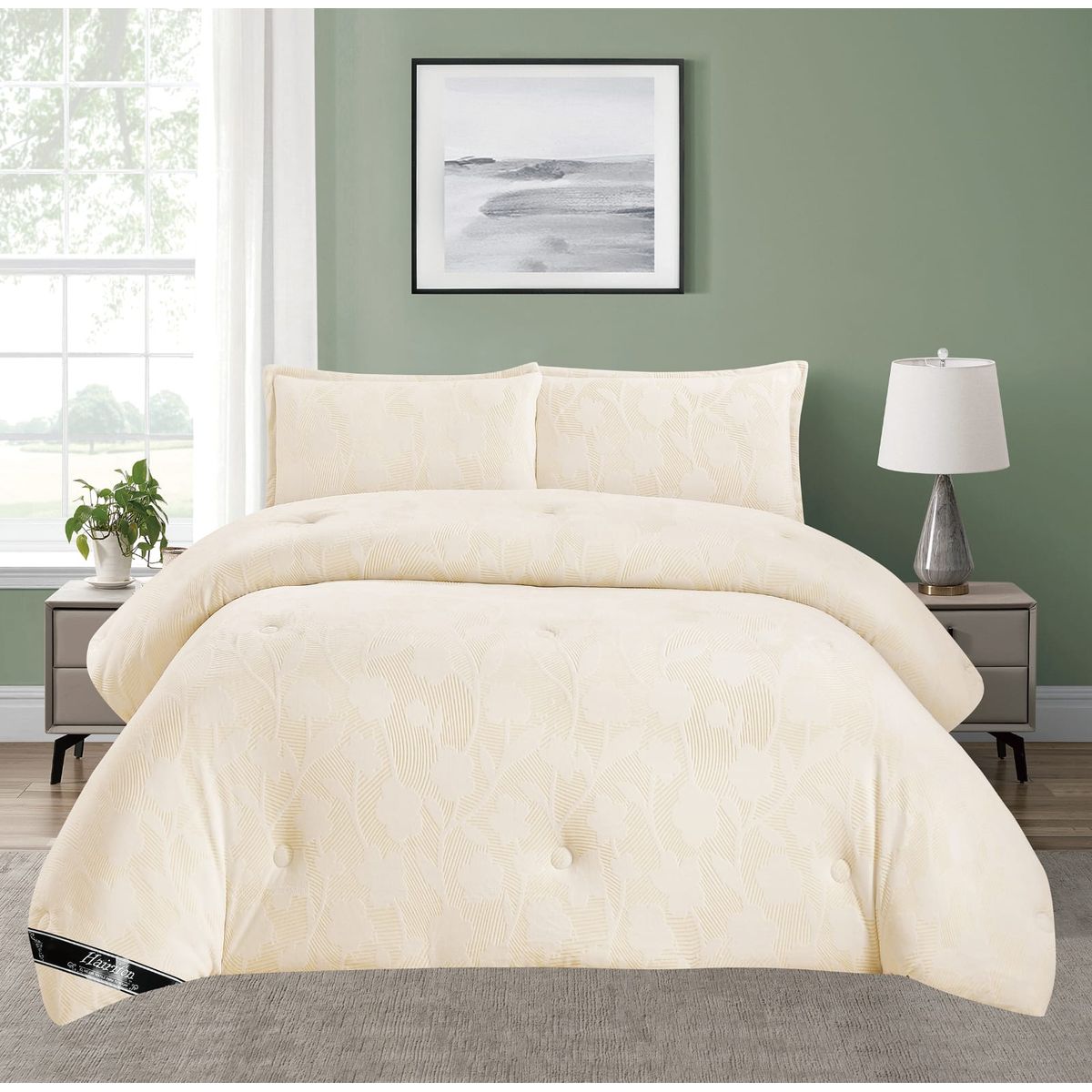 GENERICO - EDREDON INVIERNO HAIRIFON 2 PLAZAS - LABRADO 3D AMARILLO