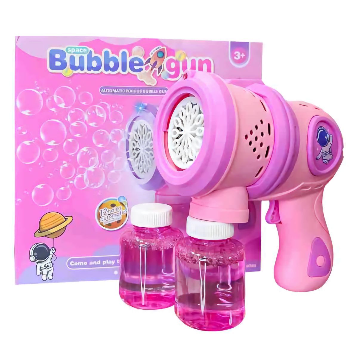 GENERICO - Pistola De Burbujas Con Luz 12 Agujeros Juguete Para Niñas