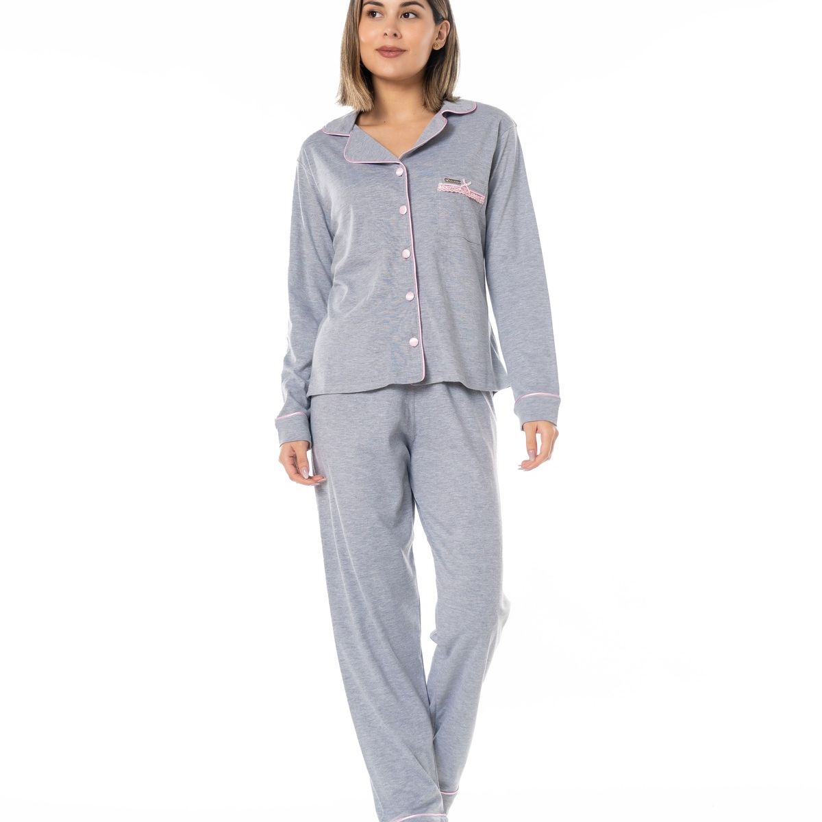 VELA WHITE - Conjunto Gray camisa con pantalón