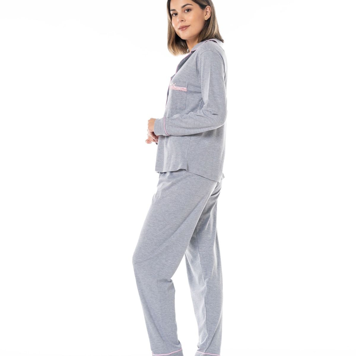 VELA WHITE - Conjunto Gray camisa con pantalón