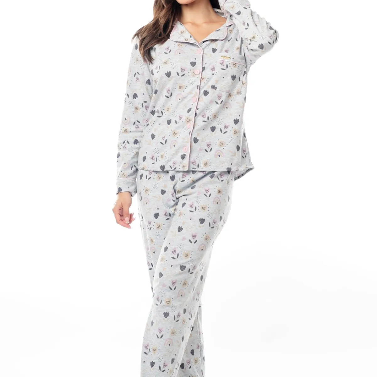 VELA WHITE - Heart Gray camisa con pantalón