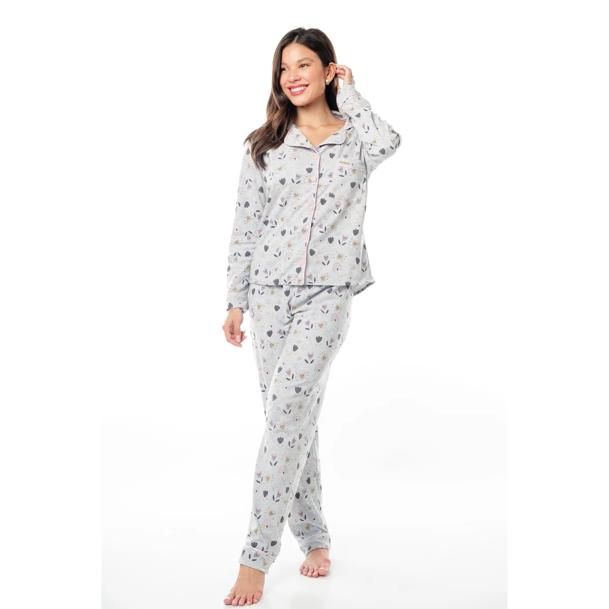 VELA WHITE - Heart Gray camisa con pantalón