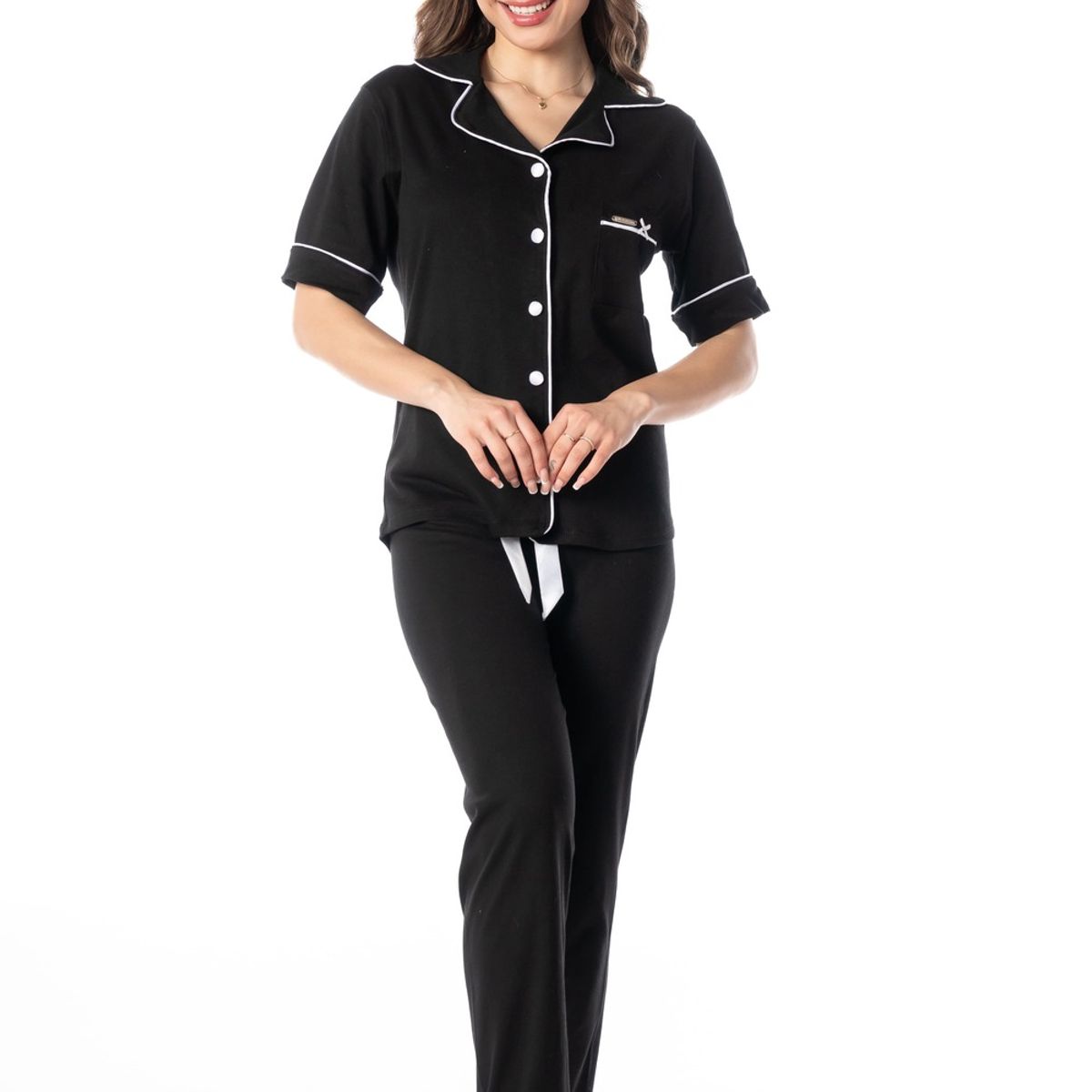 VELA WHITE - Agatha Negro camisa con pantalón