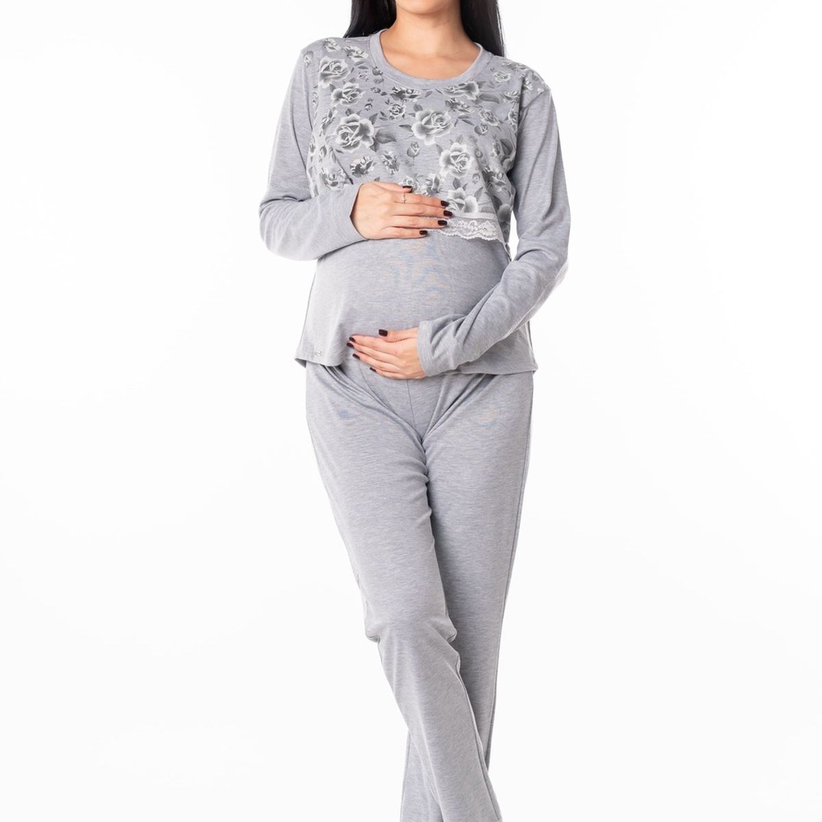 VELA WHITE - Sweet Gray Mom polo con pantalón maternidad