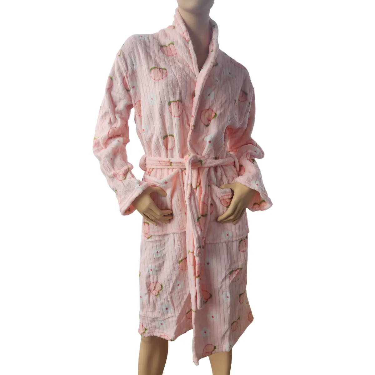 GENERICO - Bata de baño Toalla suave con bolsillo - Rosa con durazno