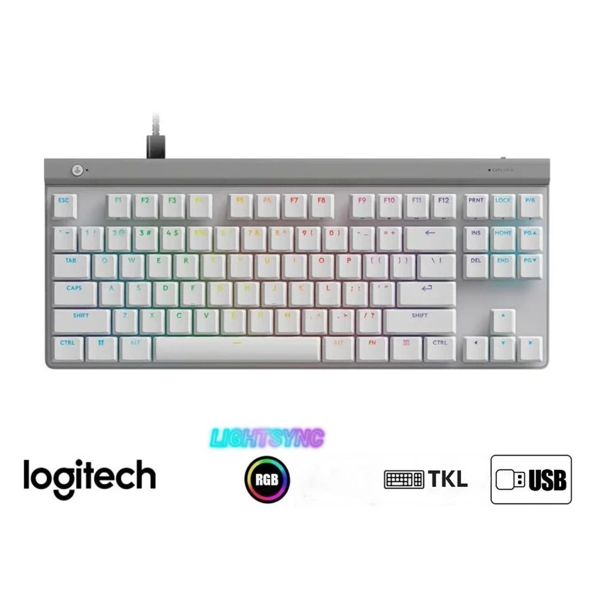 LOGITECH - TECLADO LOGITECH G515 TKL WIRED LIGHTSYNC RGB  KEYCONTROL WHITE