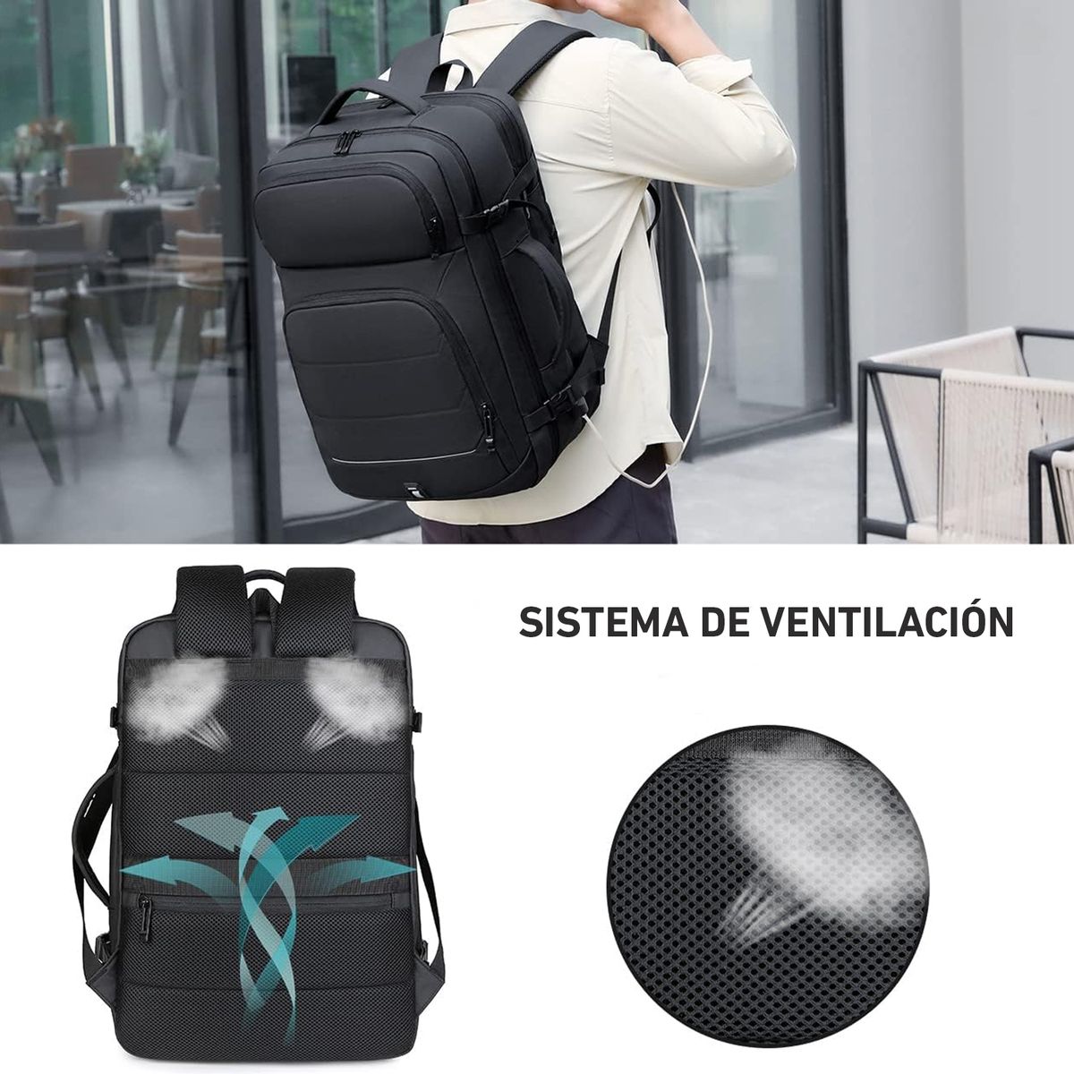 NEO DIGITAL - Mochila de viaje BP51 impermeable portalaptop USB