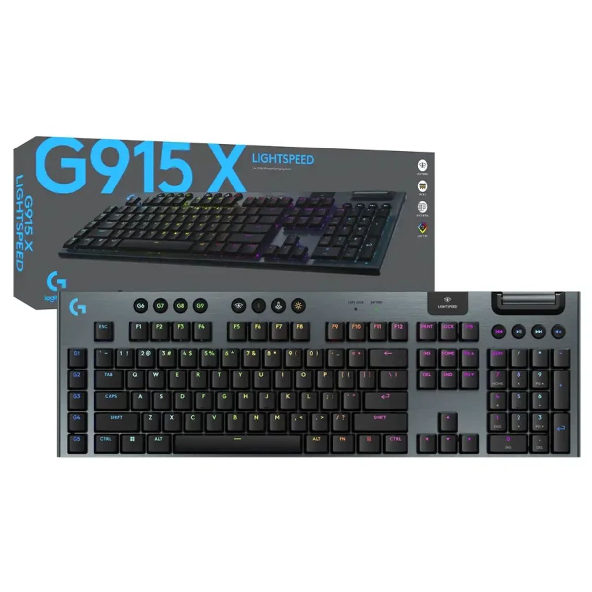 LOGITECH - Teclado Gamer Logitech G915 X Lightspeed Bt Lightsync Mechanical Black