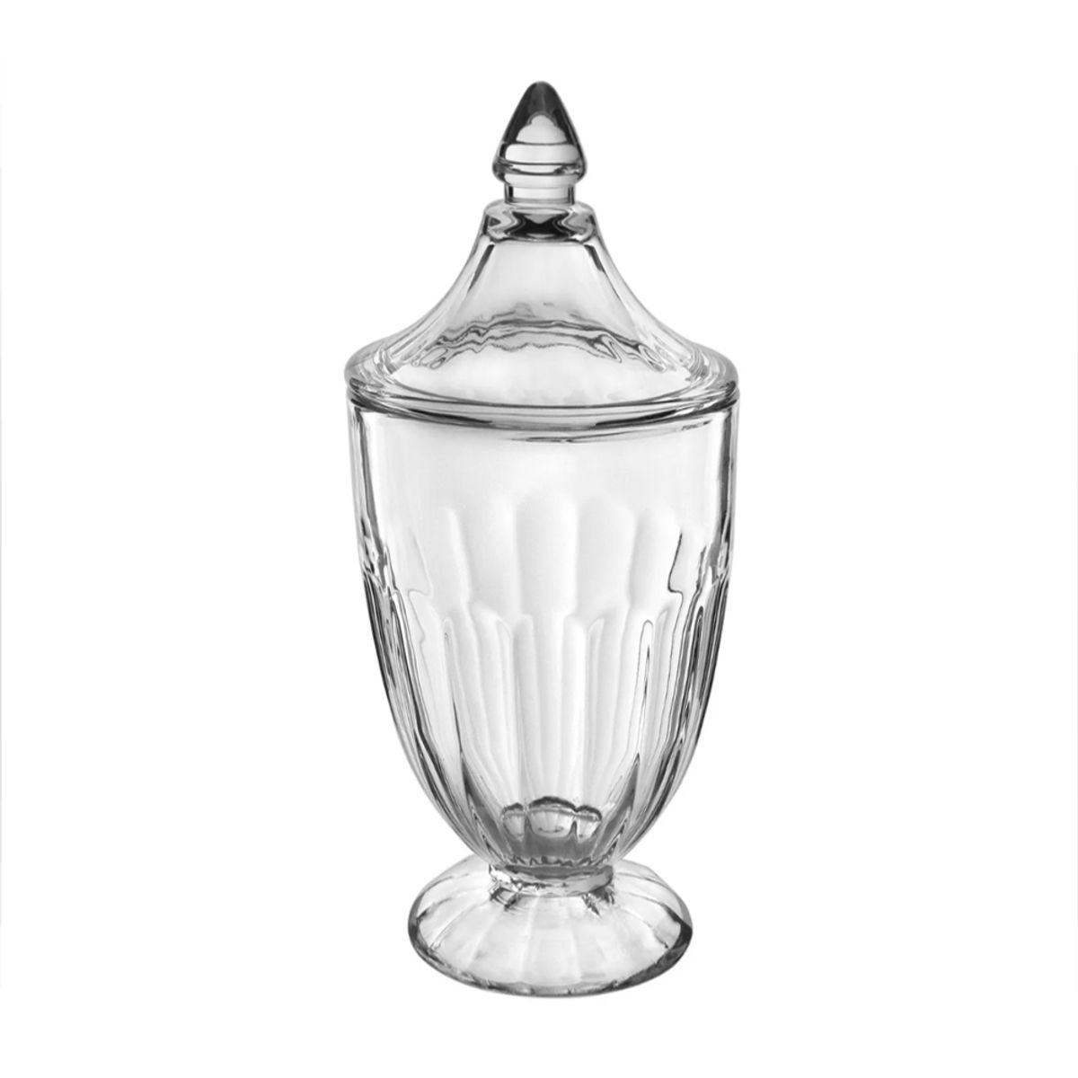 INSPIRA - Bombonera de Vidrio Labrado con Tapa Cónica
