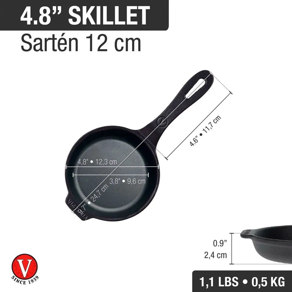 VICTORIA - Sartén Mini 4.7"- 12 cm Precurada