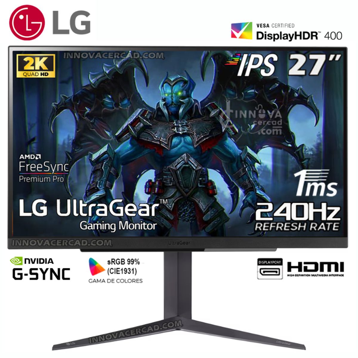 LG - Monitor Gaming LG 27GR83Q-B 27 UltraGear IPS 2K QHD 240Hz 1ms