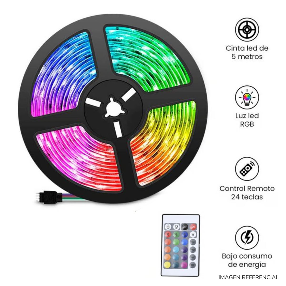 INSPIRA MARKET - Rollo Cinta LED x5 metros RGB con Control