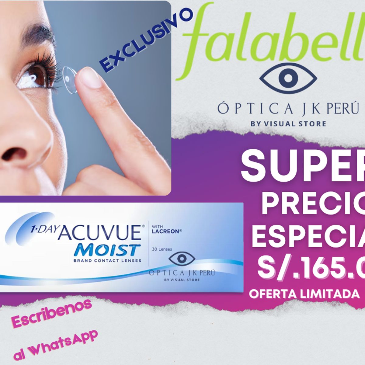 JK - LENTES DE CONTACTO ACUVUE MOIST 1 DAY -2.00  MIOPÍA HIDROGEL