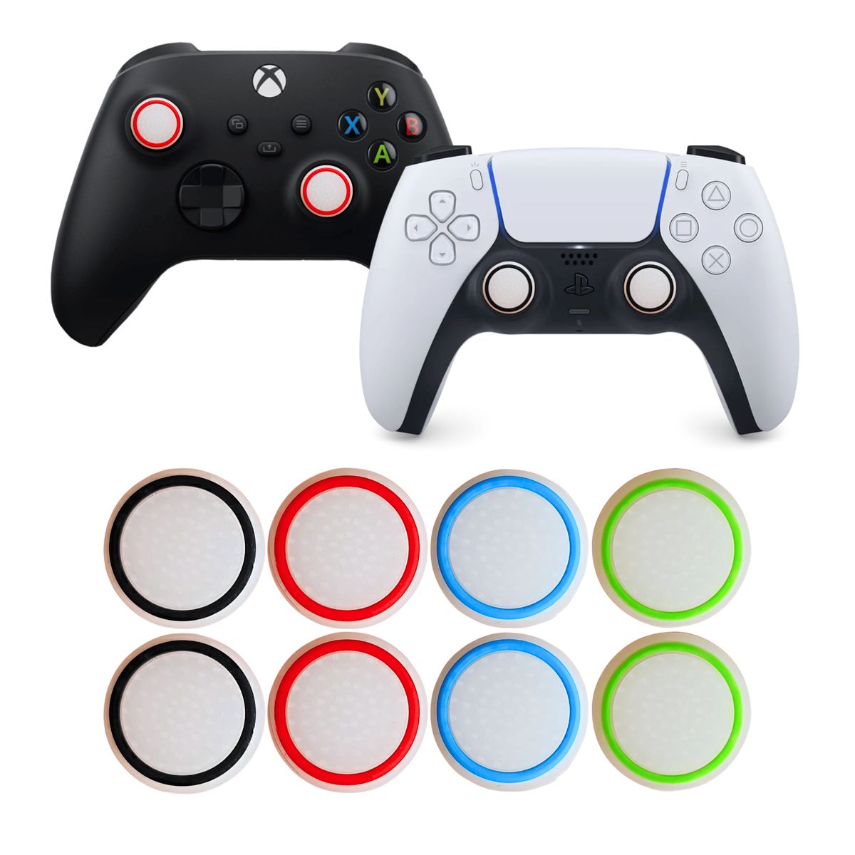 GENERICO - 4 PARES de GRIPS BLANCOS para Mando PS3/PS4/PS5/Xbox