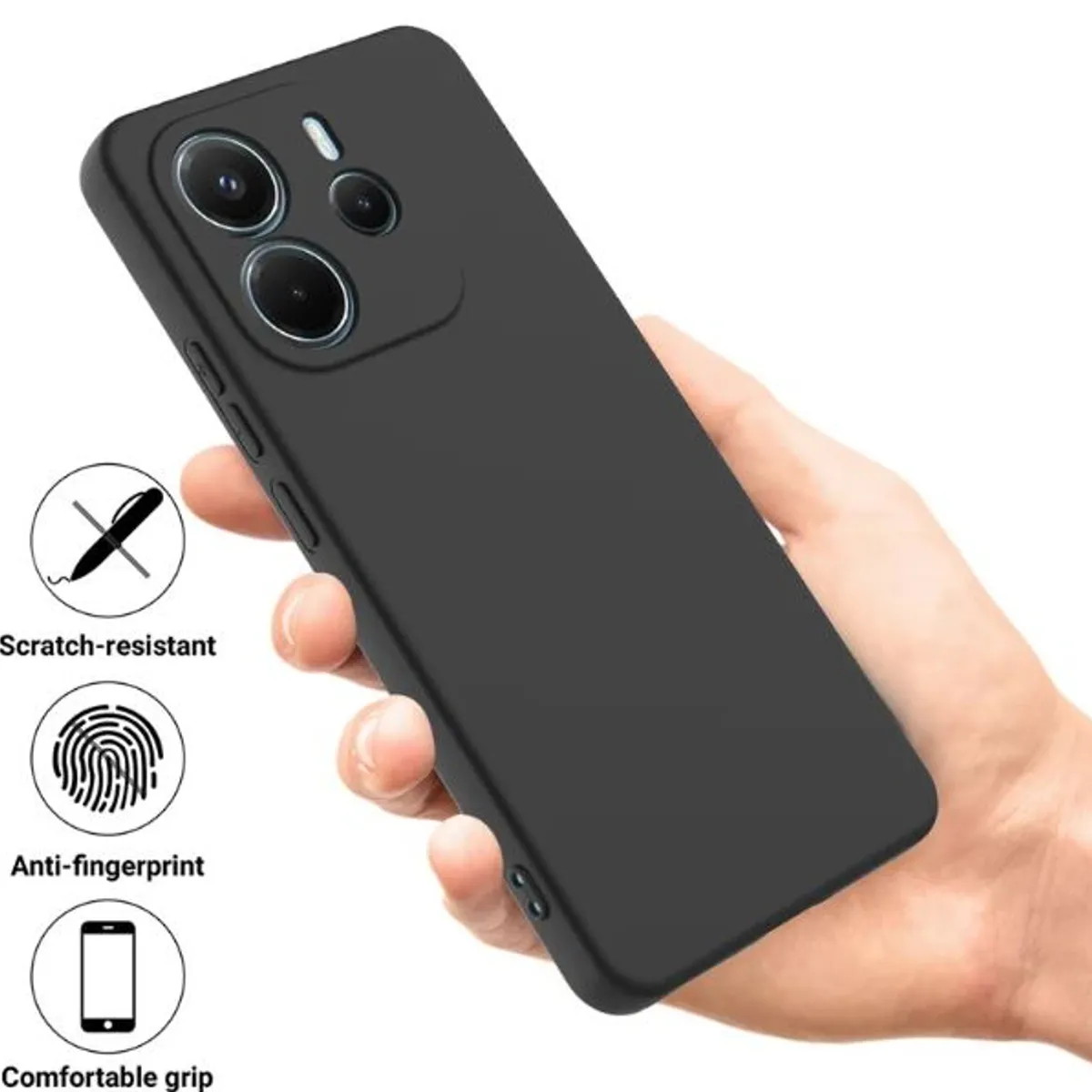 GENERICO - Case Protector para Xiaomi Redmi Note 14 4G Silicona Negro