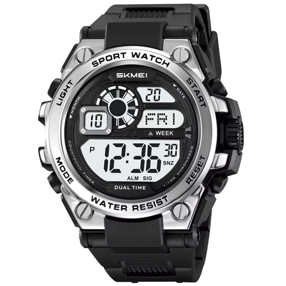 SKMEI - Reloj Skmei Hombre Digital Deportivo Cronómetro Dual LED Plata - 2318