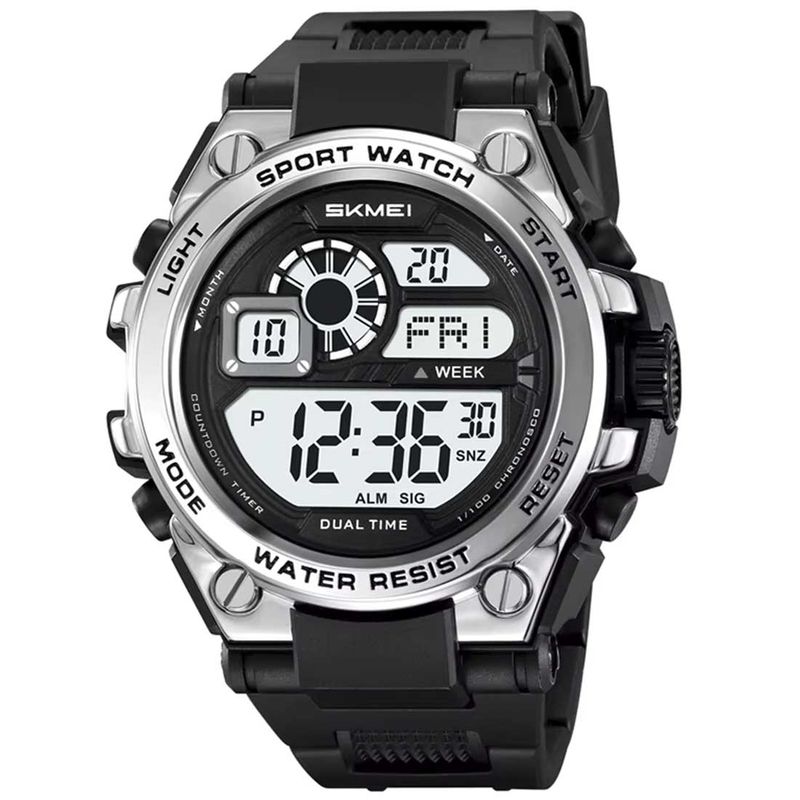 SKMEI - Reloj Skmei Hombre Digital Deportivo Cronómetro Dual LED Plata - 2318