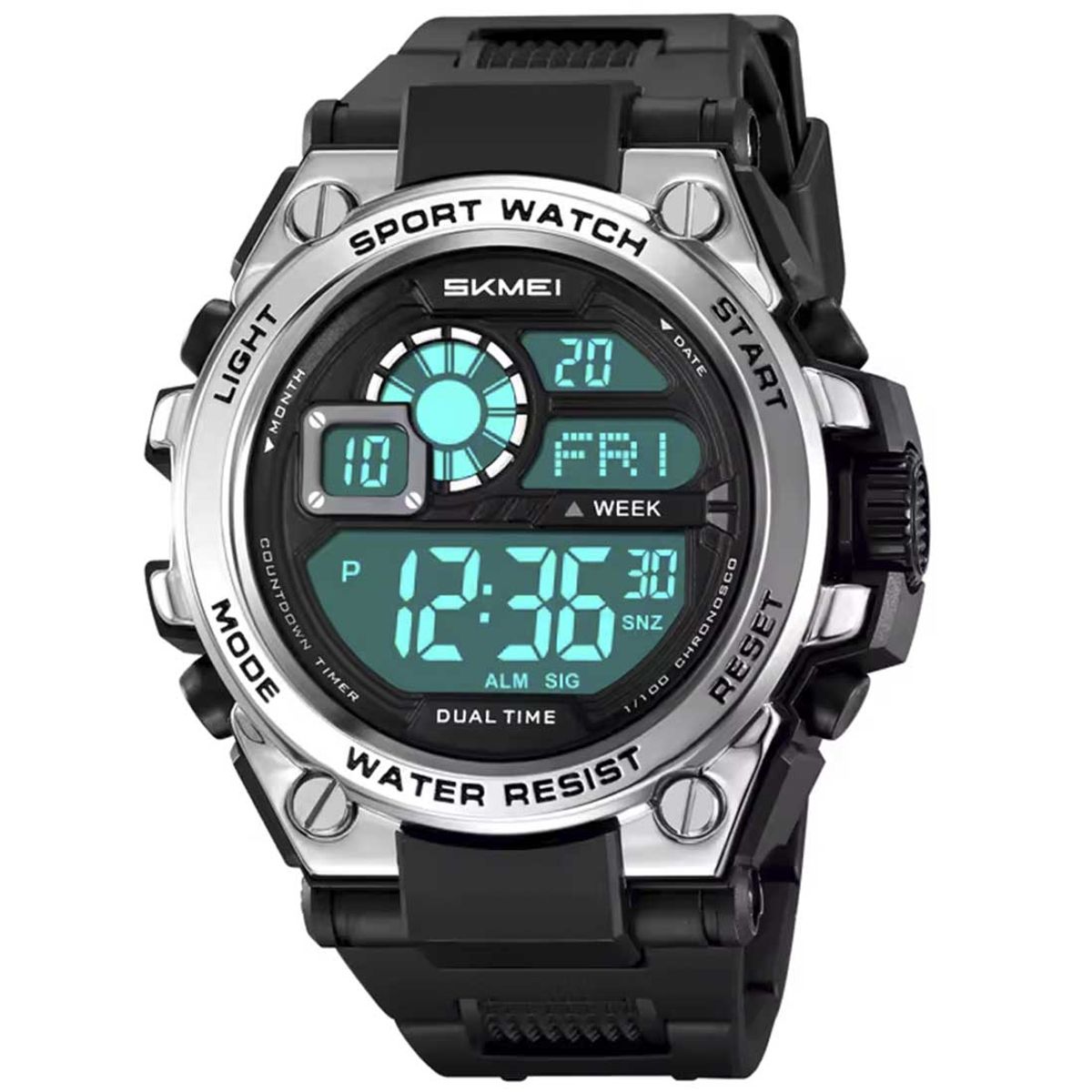 SKMEI - Reloj Skmei Hombre Digital Deportivo Cronómetro Dual LED Plata - 2318