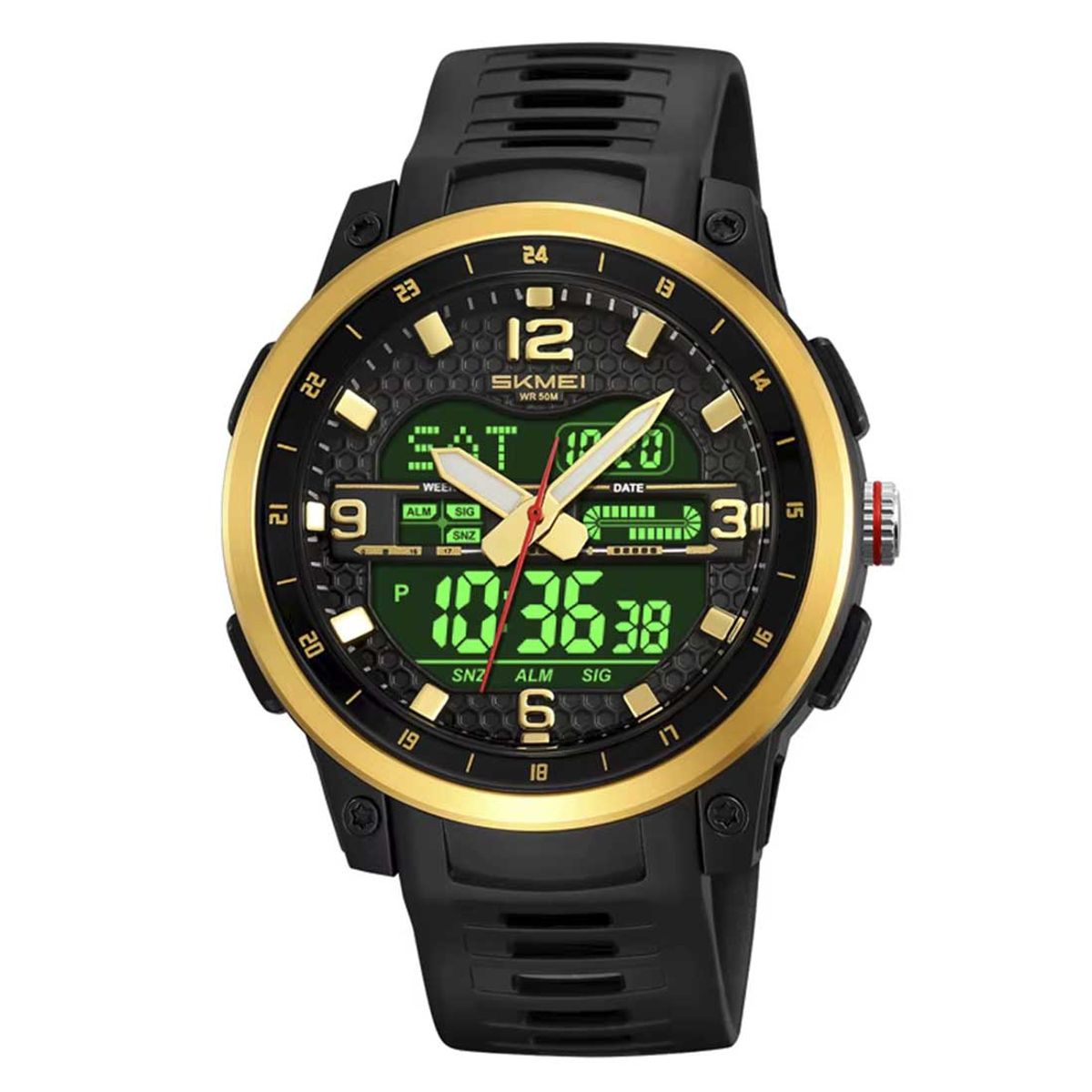 SKMEI - Reloj Skmei Hombre Analógico Digital Casual Triple Hora Dorado - 2401