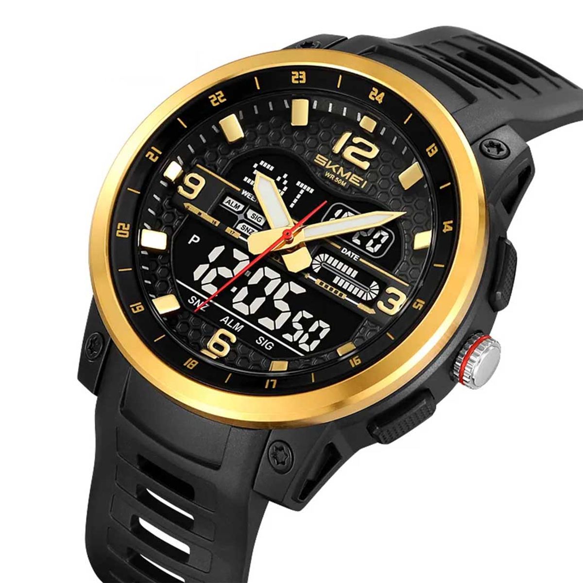 SKMEI - Reloj Skmei Hombre Analógico Digital Casual Triple Hora Dorado - 2401