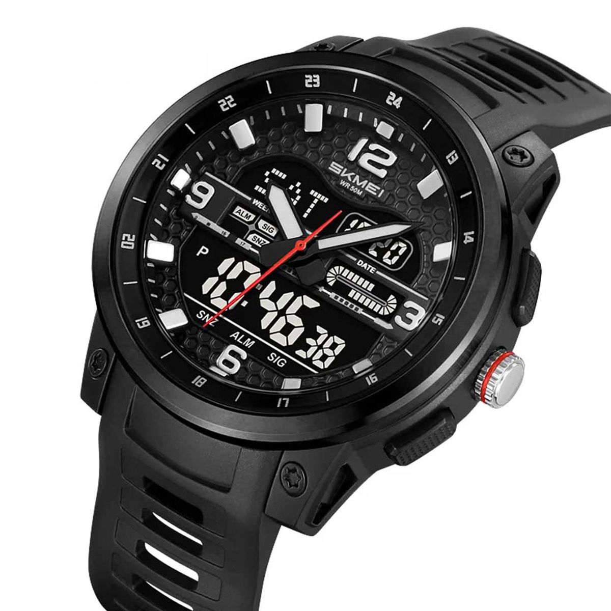 SKMEI - Reloj Skmei Hombre Analógico Digital Casual Triple Hora Negro - 2401