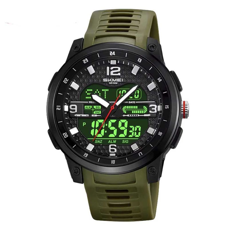 SKMEI - Reloj Skmei Hombre Analógico Digital Casual Triple Hora Verde - 2401