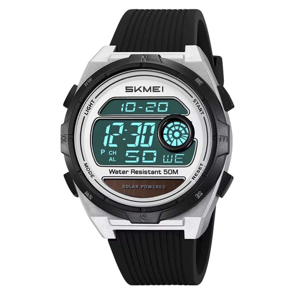 SKMEI - Reloj Skmei Hombre Digital Solar Dual Cronómetro Led Plata - 2436