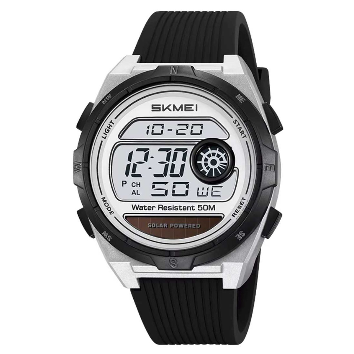 SKMEI - Reloj Skmei Hombre Digital Solar Dual Cronómetro Led Plata - 2436