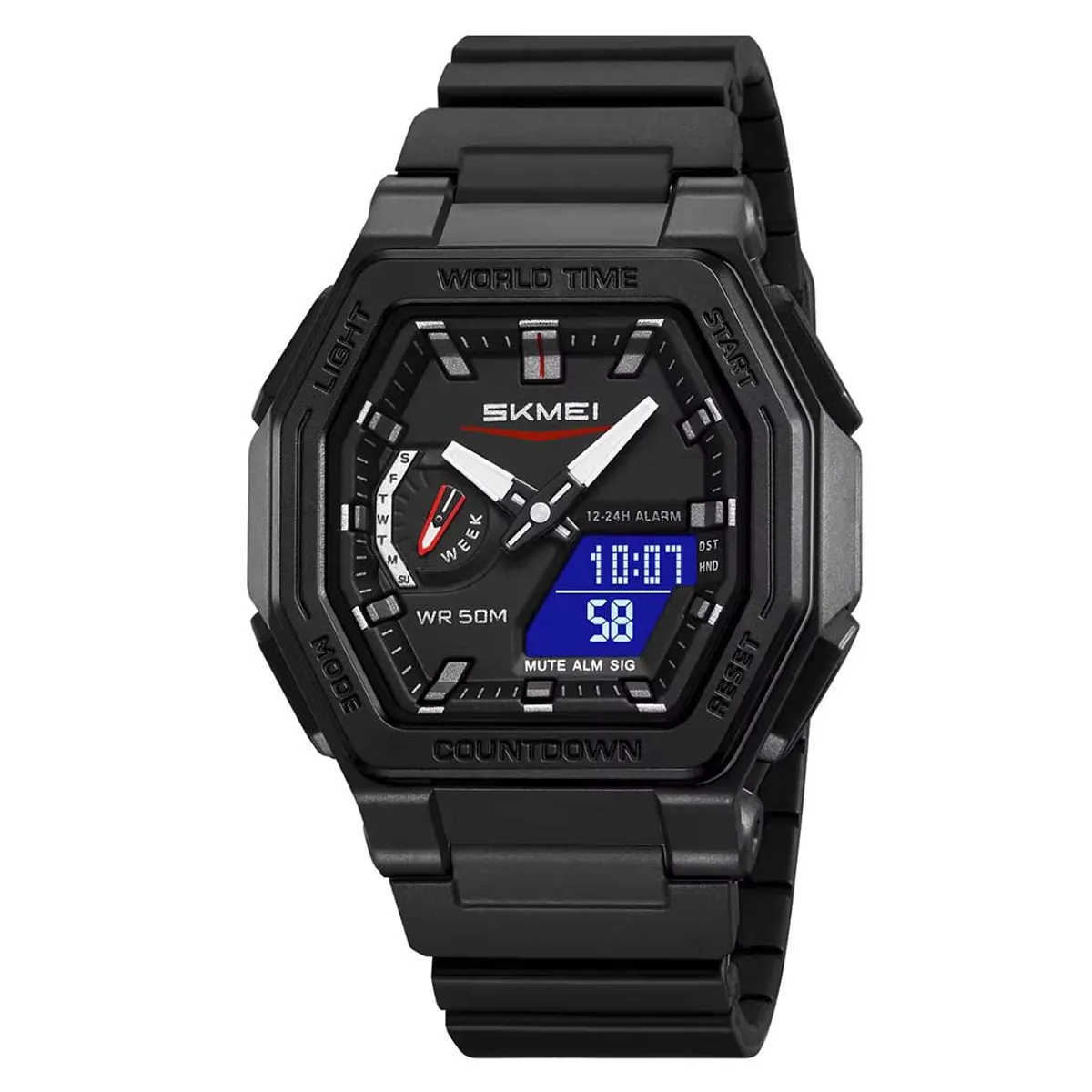 SKMEI - Reloj Skmei Hombre Analógico Digital Sincronizable Negro - 2438