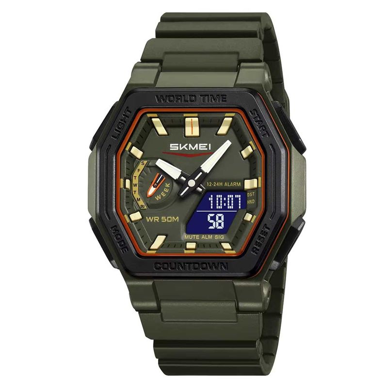 SKMEI - Reloj Skmei Hombre Analógico Digital Sincronizable Verde - 2438