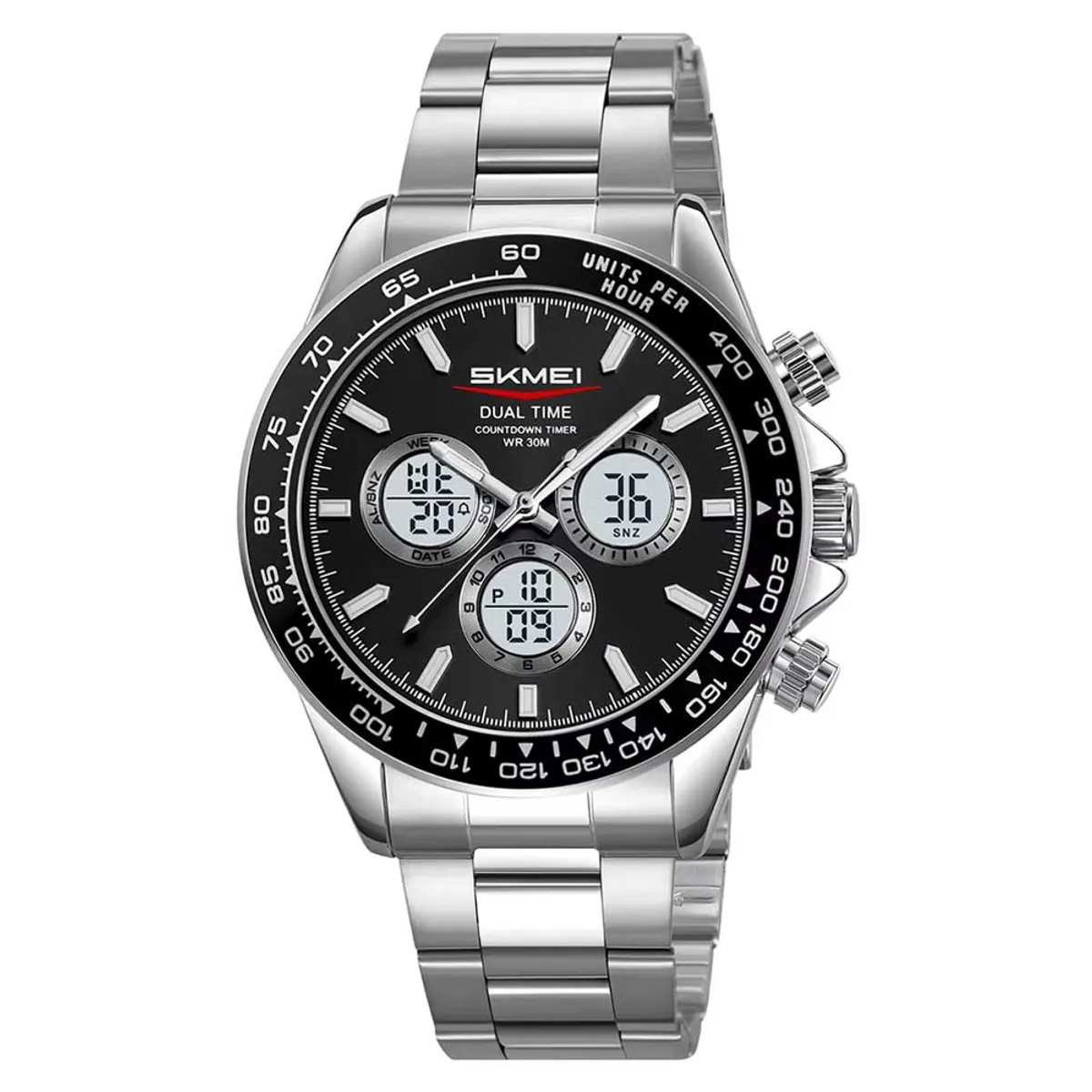 SKMEI - Reloj Skmei Hombre Analógico Digital Dual Retroiluminado Plata - 2505