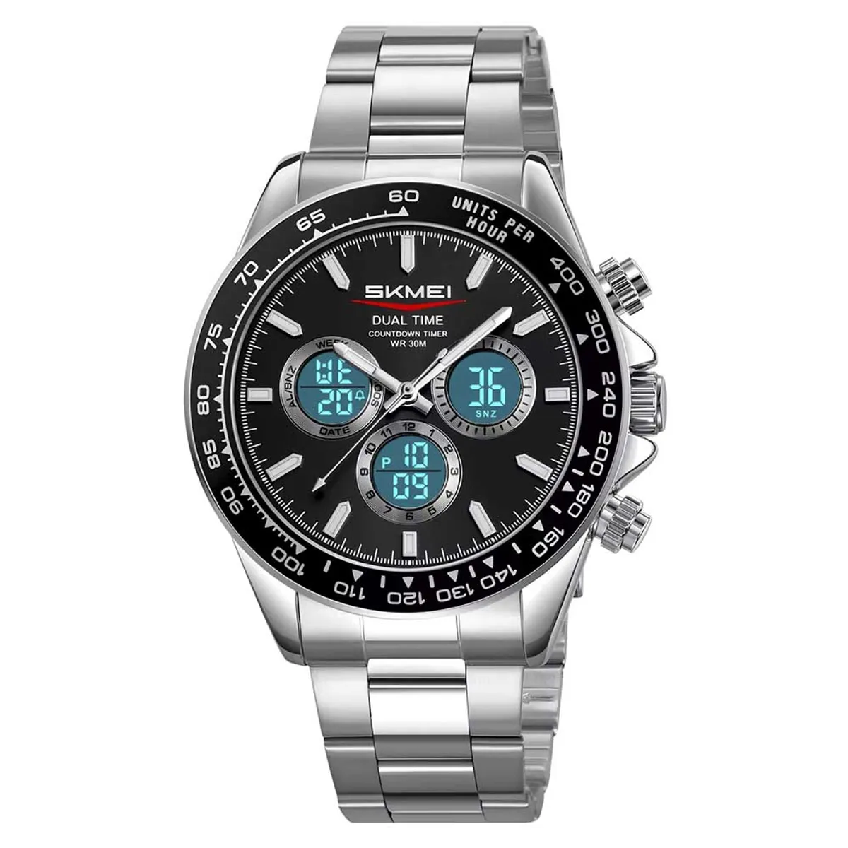 SKMEI - Reloj Skmei Hombre Analógico Digital Dual Retroiluminado Plata - 2505