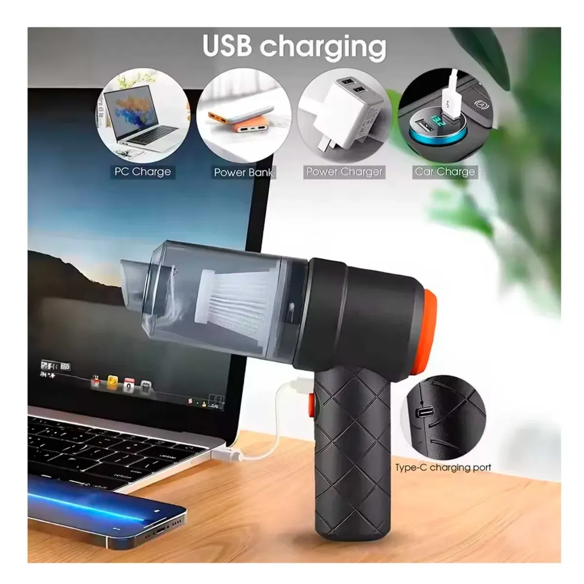 GENERICO - ASPIRADORA PORTÁTIL MINI 2 EN 1 PARA CASA Y COCHE