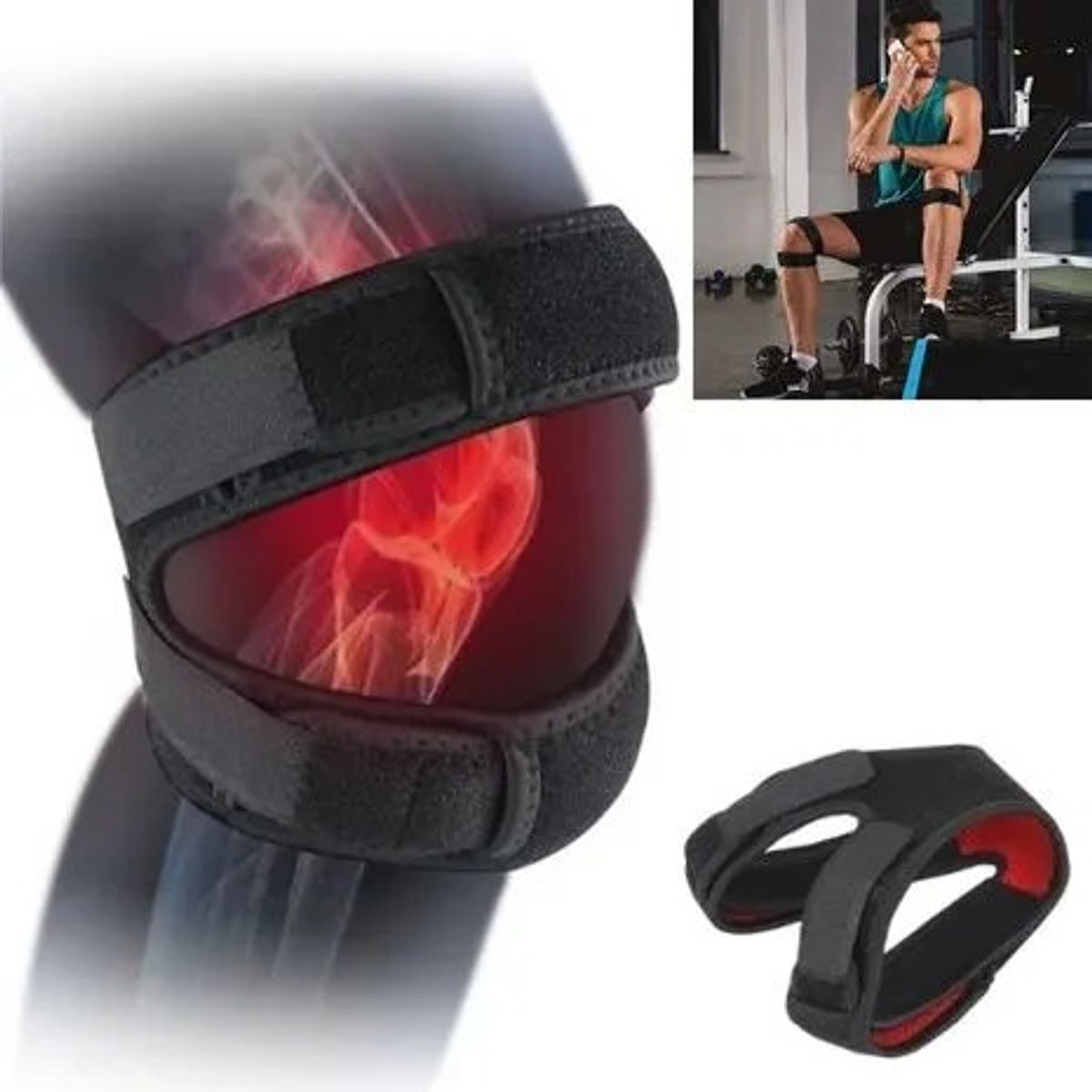 GENERICO - Rodillera Menisquera Doble Soporte Rótula articulaciones Ajustable Negro